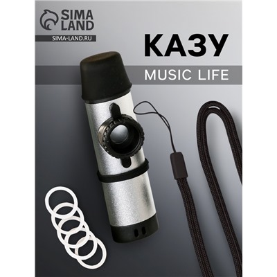 Казу музыкальный инструмент Music Life, серебристый