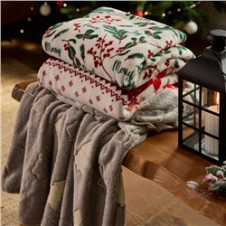 Плед светящийся в темноте «Этель. Елочки», 180×200 см, корал-флис