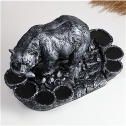 Подставка для бутылки «Медведь», 45×23×25 см, серебро