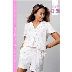 Пижама с шортами и рубашкой 410WHT (Белый)