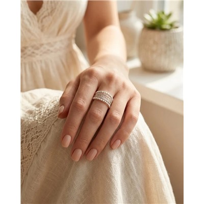 Кольцо с белым серебрением