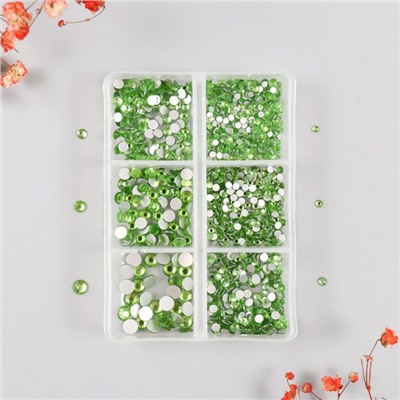 Декор для творчества стекло «Стразы. Зелёный», d=2-4.8 мм, набор 1188 шт., 6×8×1.5 см