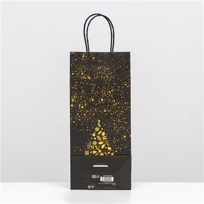 Пакет подарочный новогодний под бутылку, упаковка «Новогодняя ёлка» 14×8×32 см