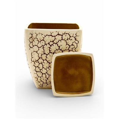 Горшок для цветов «Персей», 60 л, 41×41×49 см, керамический, с поддоном, бежевый