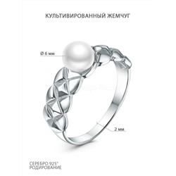 Серьги из серебра с культивированным жемчугом родированные 311093