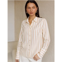 Блузка свободного силуэта в тонкую полоску из эластичного хлопка