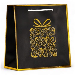 Пакет подарочный крафт «Подарок», фольгированный 22.5×23×10 см