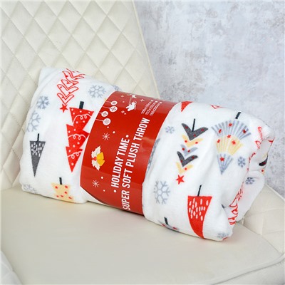 Плед флисовый 150х200 см Елки / GP611-8 /уп 20/100/ 714088 новогодний