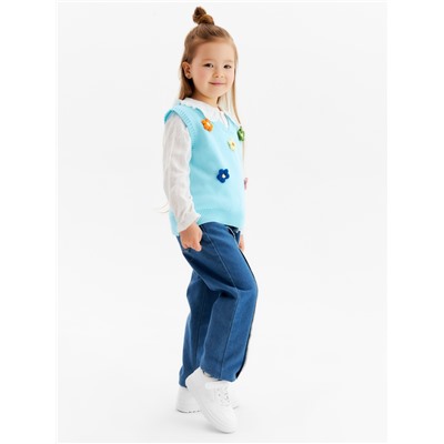 Жилет для девочки KAFTAN «Ромашки», размер 32 (110-116 см), голубой