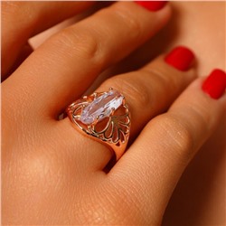 Кольцо с крупным камнем 19 р ювелирная бижутерия Дубайское золото покрытие позолота, вставка: фианиты, цвет: прозрачный, арт.314.635-19