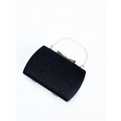 Сумка-клатч женская вечерняя на фермуаре, жёсткий корпус, с золотистой фурнитурой, чёрная