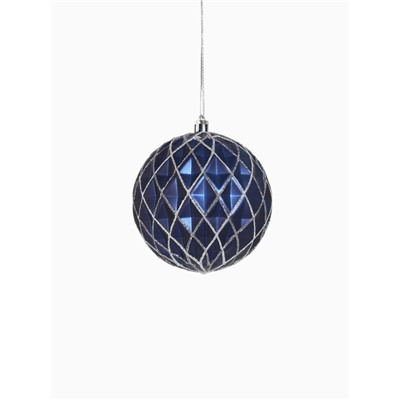 Ёлочные игрушки «Корнелия сеточка», шары новогодние, d=10 см, набор 3 шт., серебристо-синий