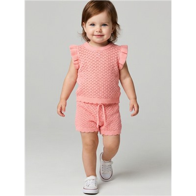 Комплект детский трикотажный для девочек: джемпер (футболка), шорты