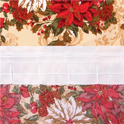 Комплект штор для кухни с подхватами «Доляна. Новогодние украшения», 2 шт., жёлтые, 145×180 см