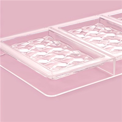 Форма для шоколада KONFINETTA «Плитка шоколада», 33×16.5×2.5 см, 3 ячейки 7.5×11.3 см, прозрачная