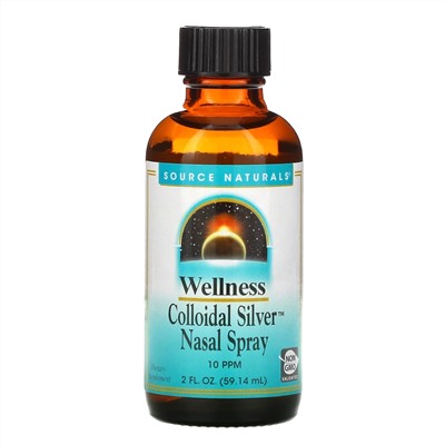 Source Naturals, Wellness, назальный спрей с коллоидным серебром, 10 част./млн, 59,14 мл (2 жидк. унции)