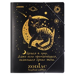 Папка с резинкой "Zodiac" A4 (240x320 мм) 400 мкм, тиснение фольгой, вертикальная резинка, 3 клапана, индивидуальная упаковка