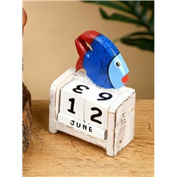 Календарь настольный «Рыбка», 7×4×10 см, дерево, сине-белый