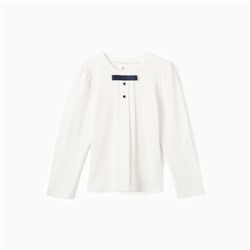 Джемпер для девочки школьный, цвет молочный, рост 122 см