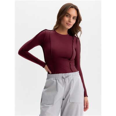 Лонгслив с декоративными швами MIST, размер 42, бордовый