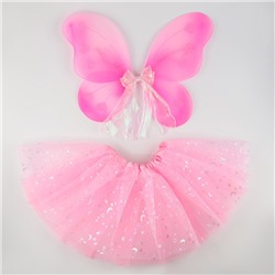 Карнавальный набор «Бабочка» с блёстками, юбка, крылья, розовый