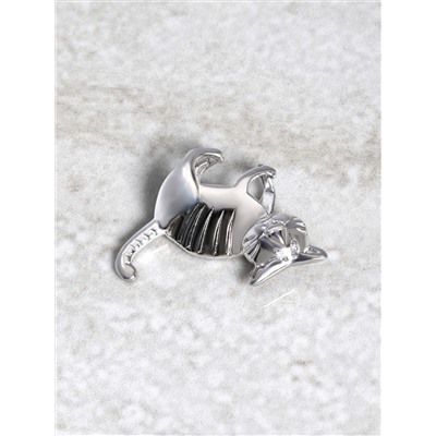 Подвеска из серебра с фианитами родированная - Кот 925 пробы П-2818-Р