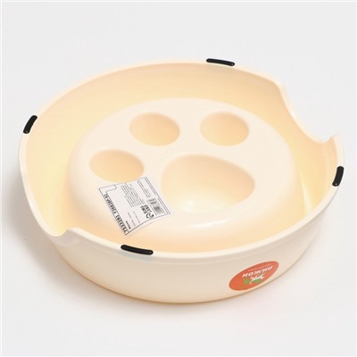 Миска для медленного кормления «Лапа», 800 мл, пластик, бежевая