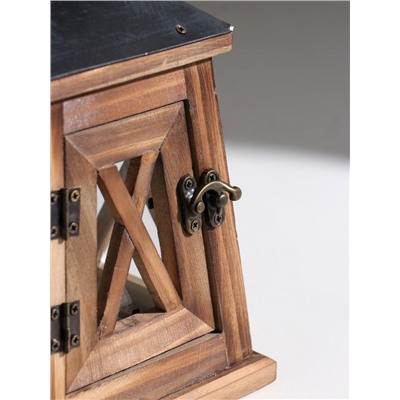 Деревянный подсвечник-фонарь на 1 свечу «Трапеция», коричневый, 20.5×12.5×12.5 см