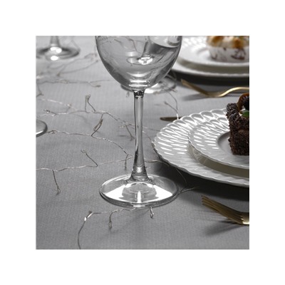 Гирлянда «Мишура» 2 м роса, IP20, серебристая нить, 50 LED, батарейки CR2032×2 (в комплекте), свечение мульти