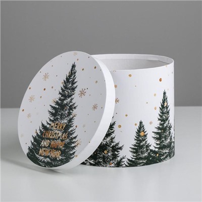 Круглая подарочная коробка Happy New Year, 15×18 см, Новый год