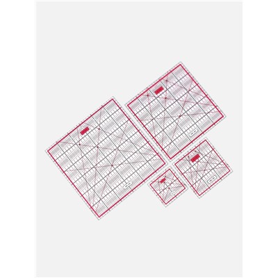 Набор линеек для квилтинга и пэчворка 30×30/25×25/15×15/10×10 см, s=3 мм