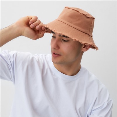 Панама женская джинсовая MINAKU с необработанными краями, бежевая, размер 56-58