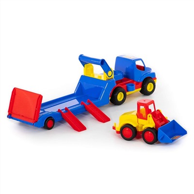 320867 Wader "КонсТрак", автомобиль-трейлер + "Базик", погрузчик (в коробке)