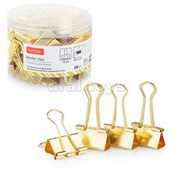 Зажимы для Бумаг 25мм Золотые (48шт. в пласт.тубе)