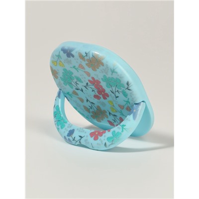 Зеркало карманное «Узор», с подставкой, 8×8 см, голубое