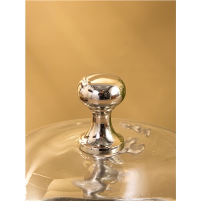 Тортовница со стеклянной крышкой, 20.5×20.5×16 см, нержавеющая сталь