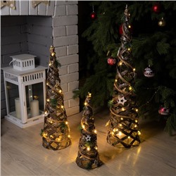 Светодиодная фигура «Конусы плетёные» 40, 60, 80 см, текстиль, металл, батарейки ААх2 (не в комплекте), свечение тёплое белое