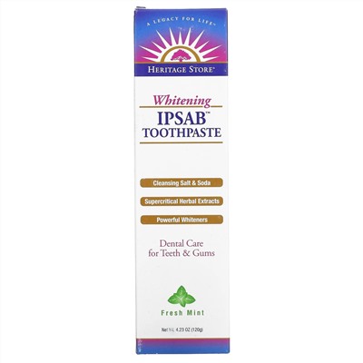 Heritage Store, IPSAB, Отбеливающая зубная паста, Свежая мята, 4,23 унции (120 г)