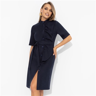 Платье с акцентным воланом, Счастье свободы (blue, с поясом)