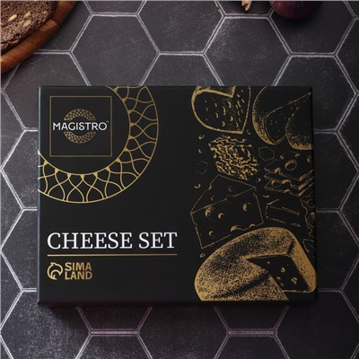 Ножи для сыра Magistro Celt, 4 предмета: нож 3 шт., вилка для сыра 1 шт., керамическая ручка, белые