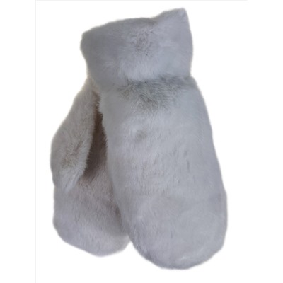 Зимние меховые женские варежки,  цвет  белый