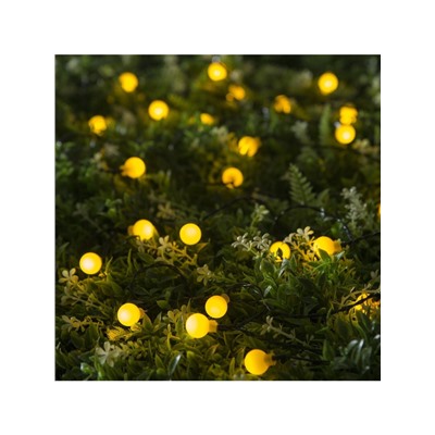 Гирлянда «Нить», 4.5 м, уличная, с насадками «Шарик», IP44, 30 LED, 2 режима, солнечная батарея, тёмная нить, свечение жёлтое