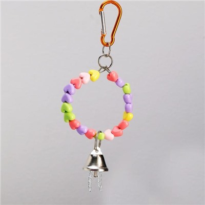 Игрушка для птиц «Кольцо из бусин» с колокольчиком, 6×17 см