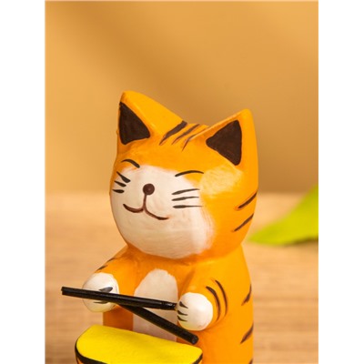 Сувенир «Кот барабанщик», 3.5×5.5×8 см, дерево, МИКС