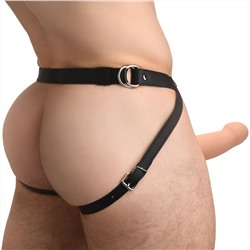 Телесный полый страпон на черных регулируемых ремешках 2’’ Erection Smooth Silicone Penis Sheath
