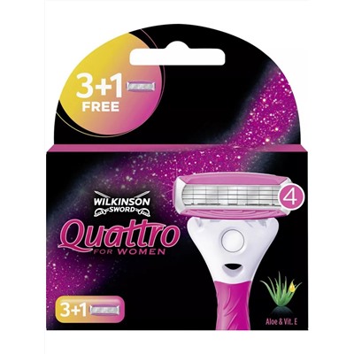 Кассеты для бритвы Schick (Wilkinson Sword) QUATTRO Women/ Women Sensitive (4шт)