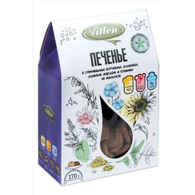 Печенье пшениченое гречневыми отрубями, клюквой на мальтите и стевии 170г ЭКОПРОДУКТЫ, 1184389