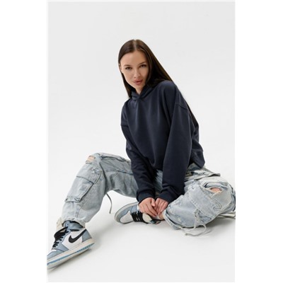 Худи женское укороченное оверсайз (Графит)