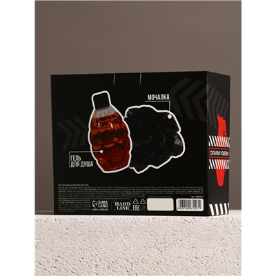 Подарочный набор косметики «Настоящему мужику», гель для душа 250 мл и мочалка для тела, HARD LINE