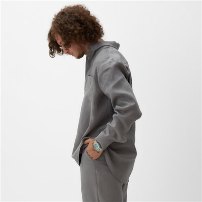 Рубашка мужская с длинным рукавом MIST, размер 48, серая